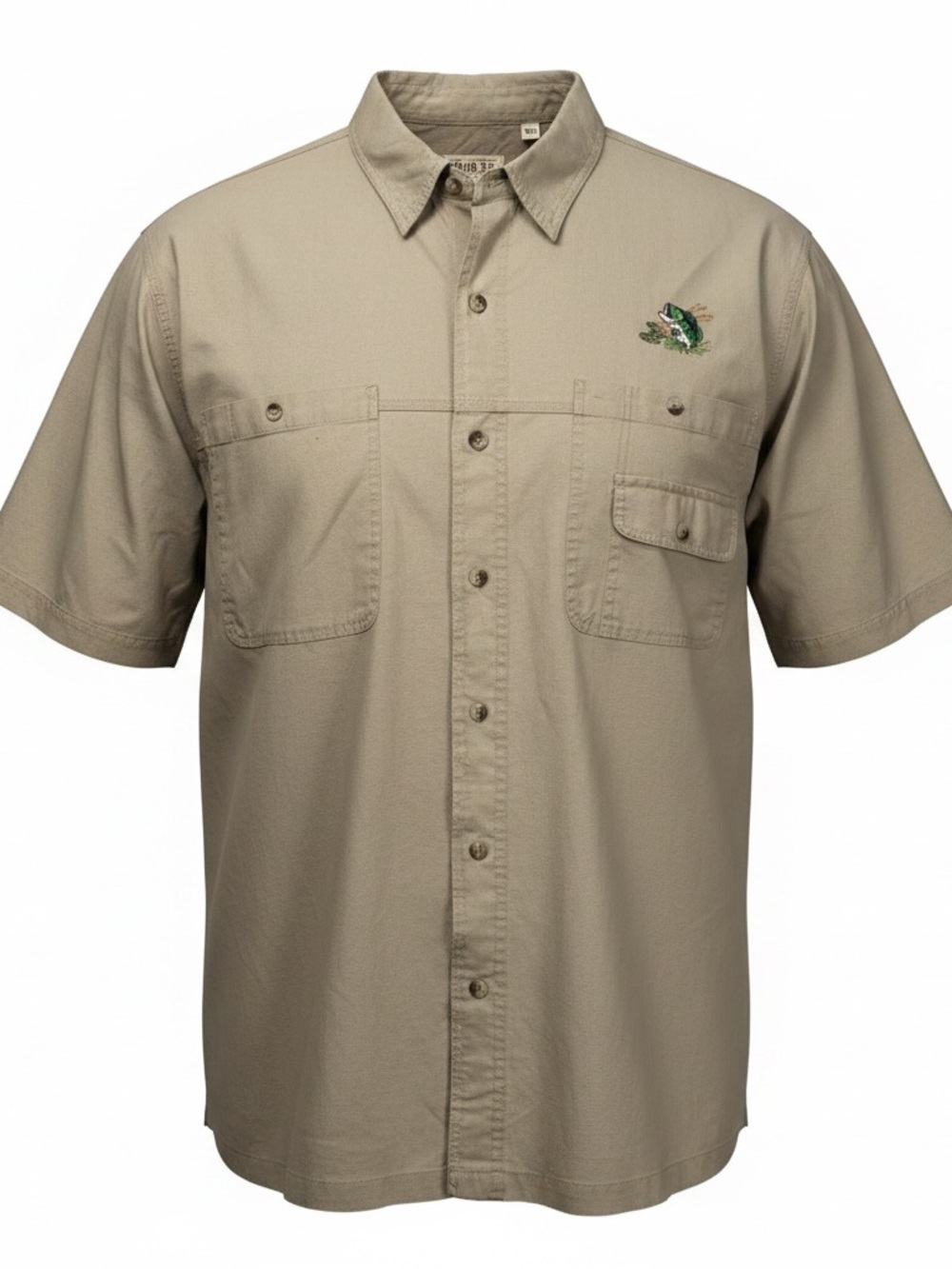 RedHead Fishing Shirt Men’s 2XL Beige Bass Logo Outdoor Button Up